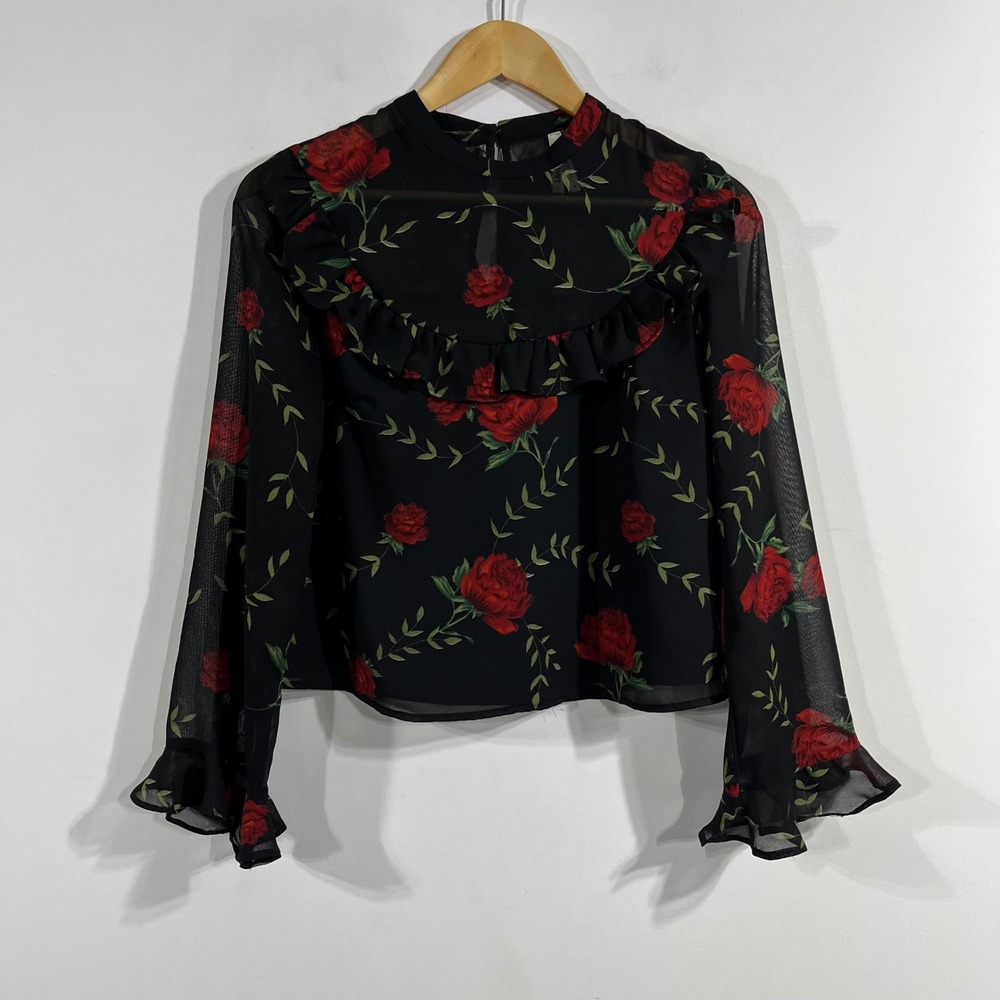 Live4Truth Fairy Grunge Renfair Festival Boho Twee Floral Sheer Top Womens Small
